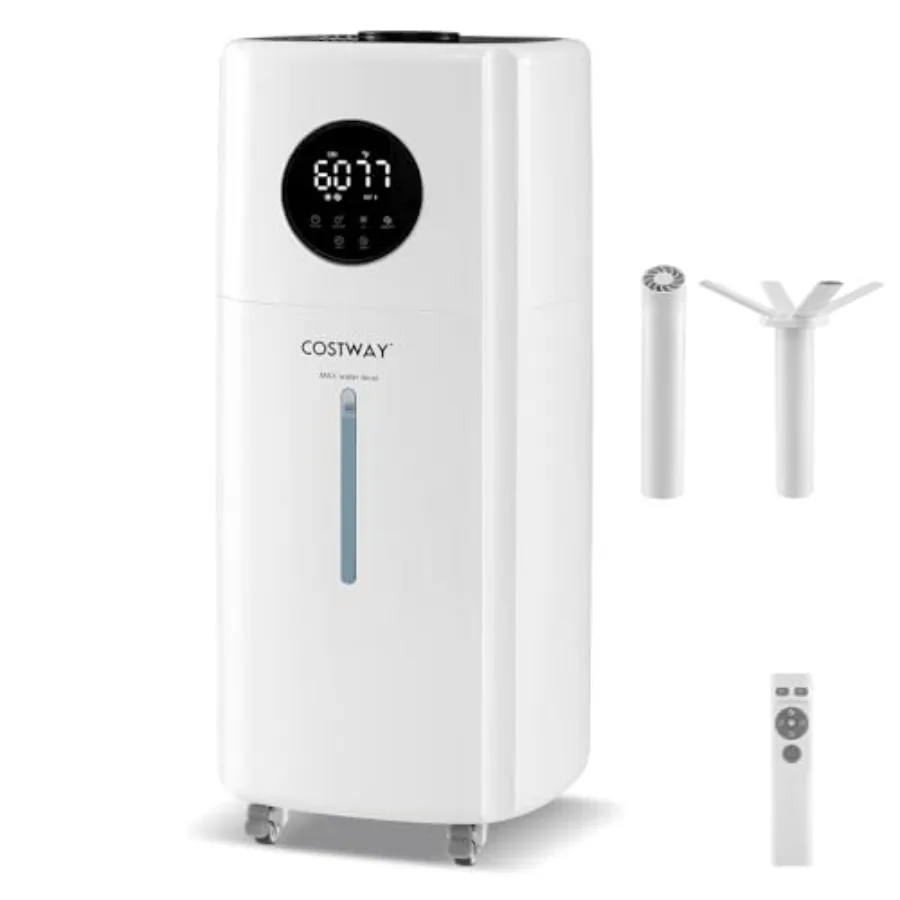 

21L/5Gal Humidifier for Large Room Top Fill Whole House Humidifier 3 Mist Levels Extension Tube 360 Nozzles Remote Control for