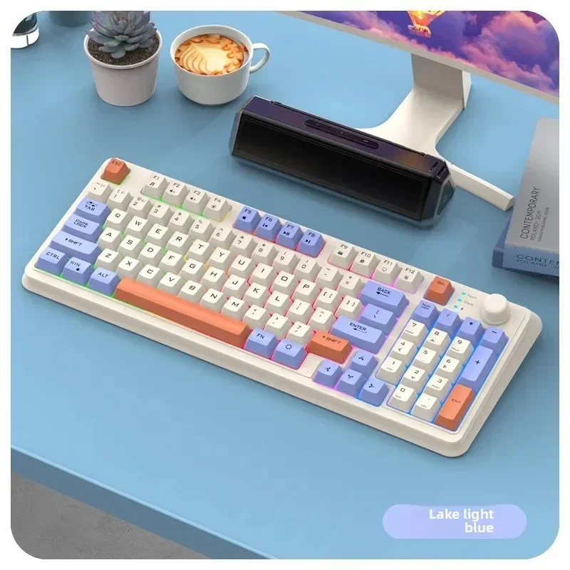 

New K94 Glowing Fashion Dual Mode Wireless Bluetooth Knob Feel Keyboard for Computer Gaming eSports Office Notebook Cross-Border