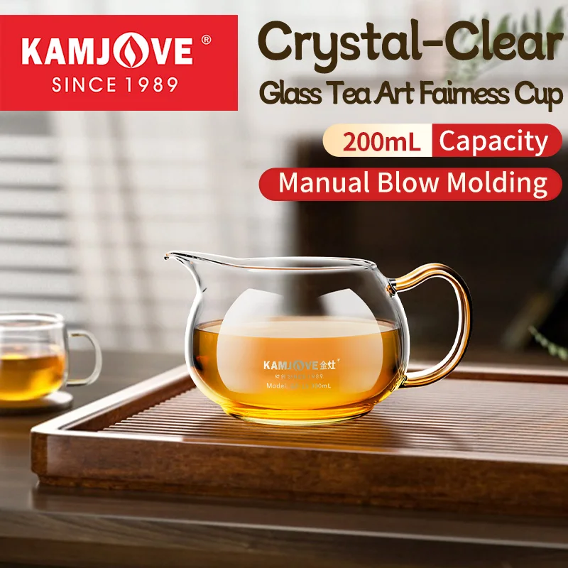 

KAMJOVE Crystal Transparent Heat-resistant Glass Tea Art Cup, 200ML Specifically Designed for Tea Public Cups