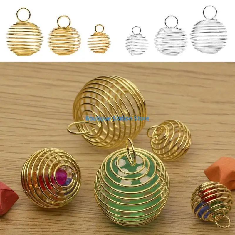 Y55F 30 قطعة قلادة قفص حلية دوامة حبة أقفاص جوفاء قلادة مع حلقة ل أساور يدوية أقراط قلادة صنع المجوهرات