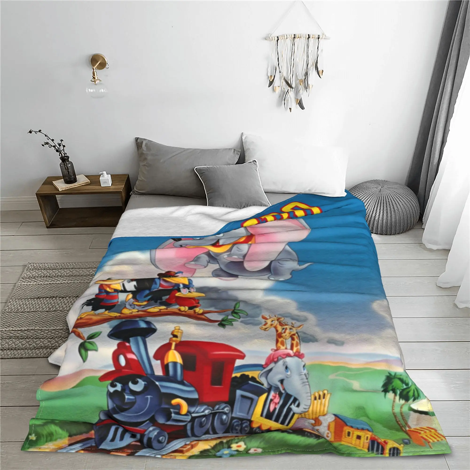 Dumbo Cartoon Cute Elephant Fleece Blankets Anime Funny Creative Throw Blanket Sofa Bedding Lounge 125*100cm Bedspreads Soft