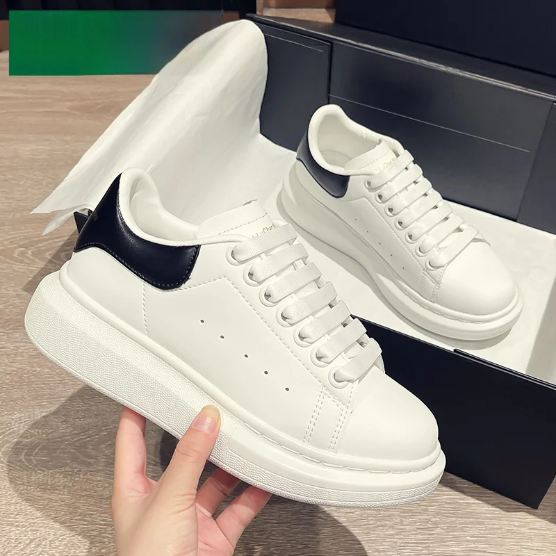 Mulinsen McQueen White Shoes Men's Summer High-Grade Putian Casual Sneakers Couple Platform Elevator White Shoes