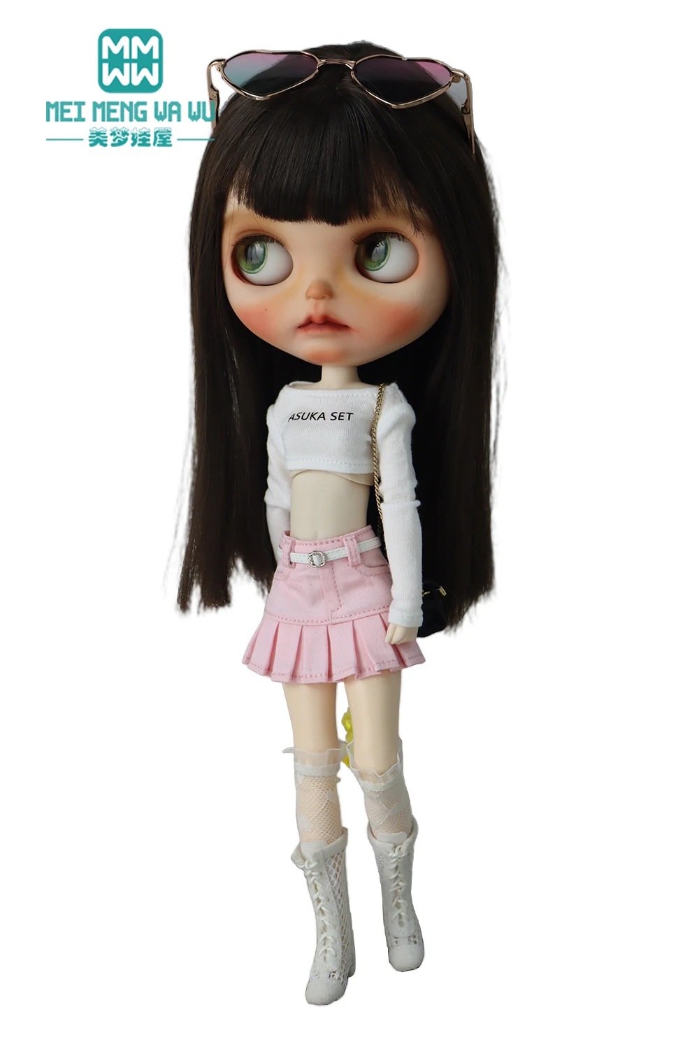 Kleidung für Puppen. Stilvoller Mini-Faltenrock, passend für 28 cm große Blyth Azone OB22 OB24 Puppenzubehör