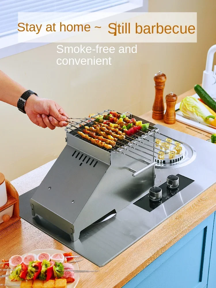 Barbecue Oven Gas Skewers Indoor Smoke-Free Marvelous Barbecue Machine Stainless Steel Removable