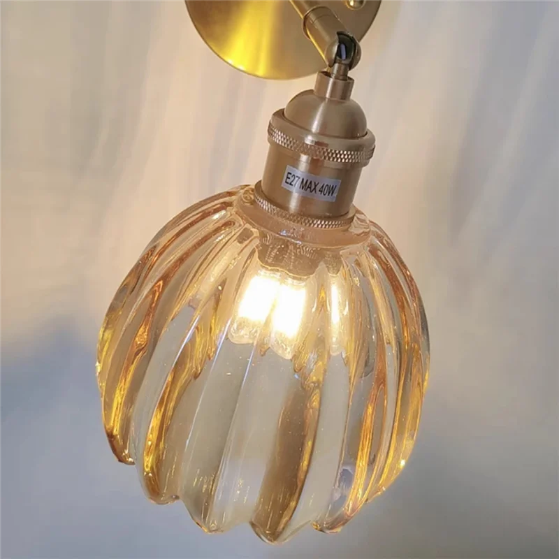 

【A87T】Винтажный светодиодный настенный светильник из янтарного стекла, выдвижной цепной переключатель, прикроватный светильник, светильник для кабинета, ресторана, домашнего декора, лофта