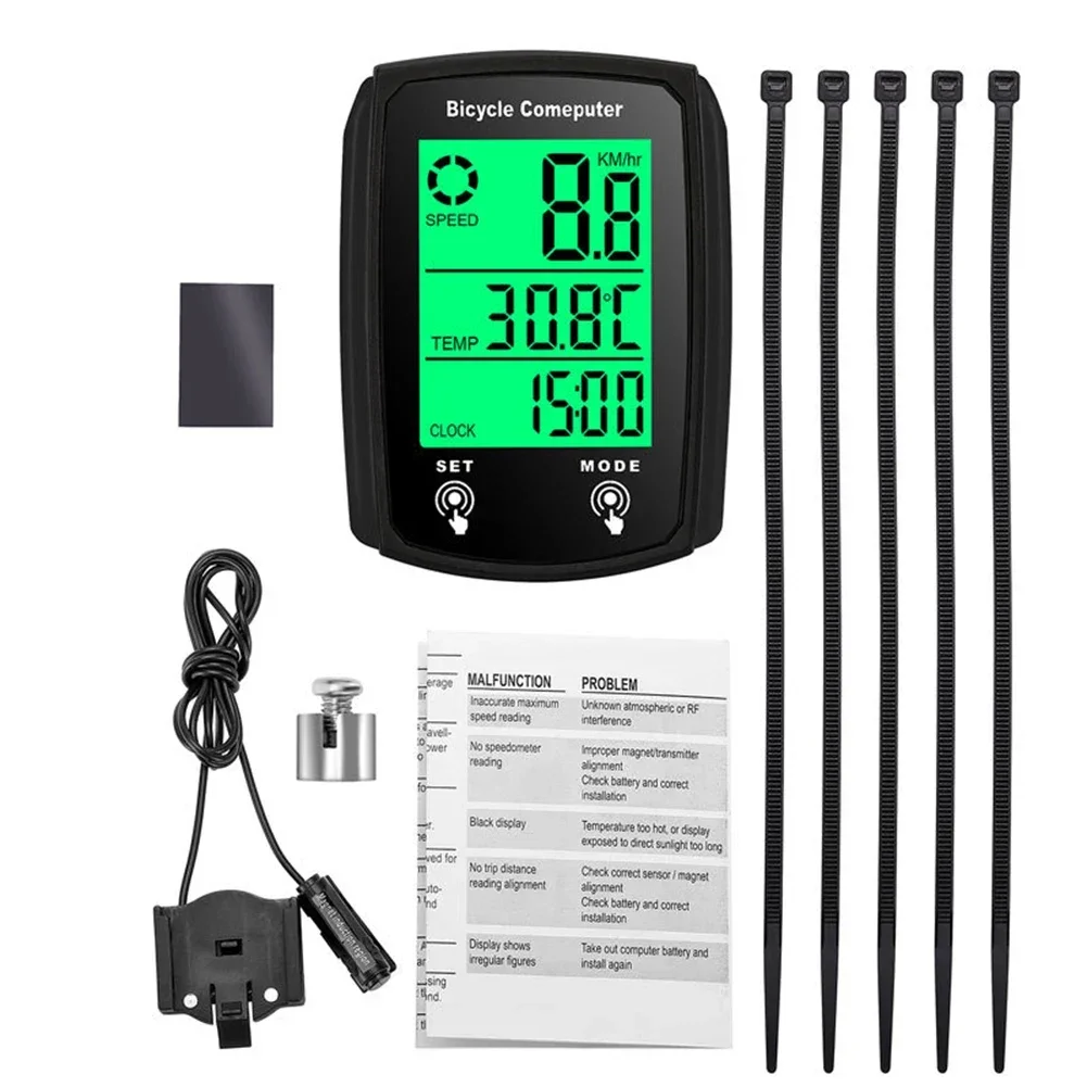 SPORTFUNSF Waterproof Bicycle Wired  Speedometer Bike LCD Display Digital Computer Speed Odometer English Bicycle Accessories