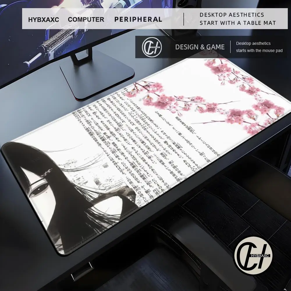 Anime Aesthetics Mousepad Black White Angel Mouse Pad Office PC Keyboard Desk Decort DeskMat HYBXAXC Accessories E-Sports Carpet view 2