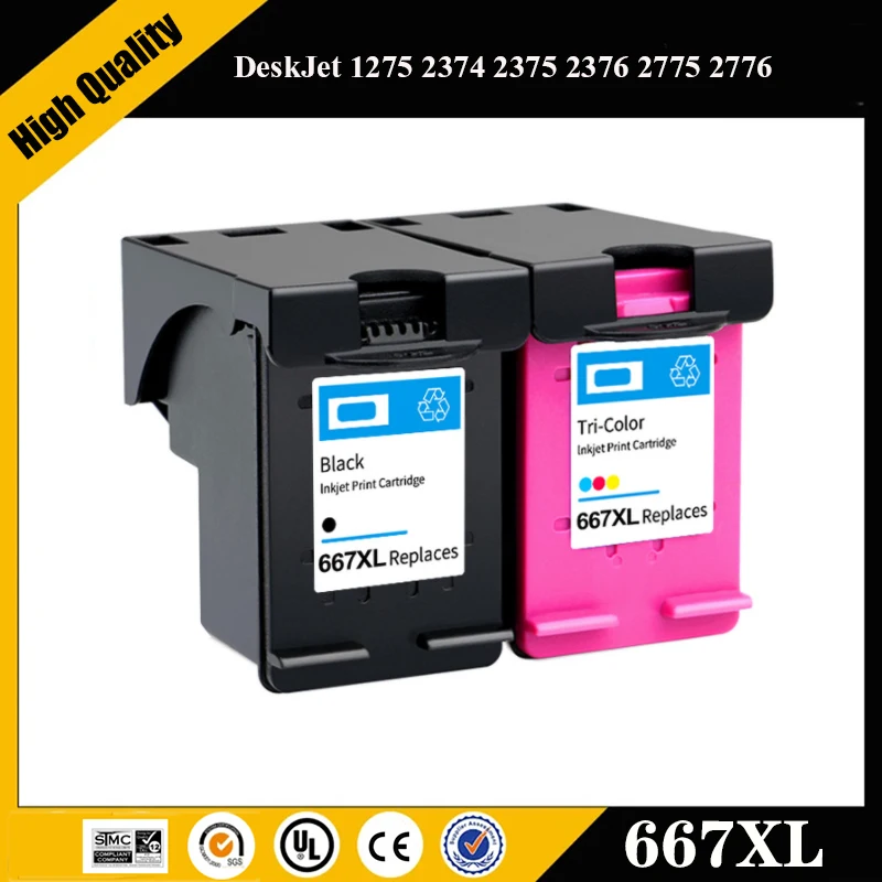 einkshop For HP 667XL 667 XL  Ink Cartridge for HP667 DeskJet Ink Advantage 1275 2374 2375 2376 2775 2776 printer