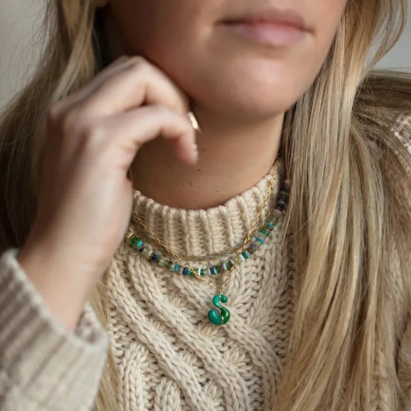 

Dopamine Bubble Letter Necklace Personalized Enamel Initial Pendant Custom Balloon Letter Stainless steel Chain Christmas Gift