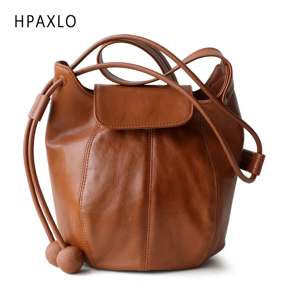 

Эксклюзивный стиль, роскошная матовая сумка-ведро с тыквой, многофункциональная минималистичная художественная женская сумка через плечо из натуральной кожи