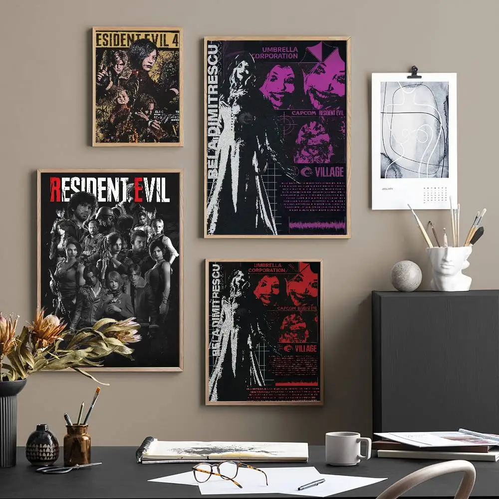 GAME Resident Evil Anime Posters Sticky HD Quality Wall Art Retro Posters For Home Kawaii Room Decor