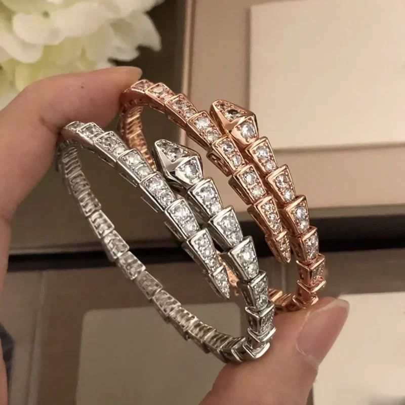 

925 Sterling Silver High Quality Fashion Exquisite Snake Bone Bracelet Ladies Temperament Luxury Jewelry Gift To Friends