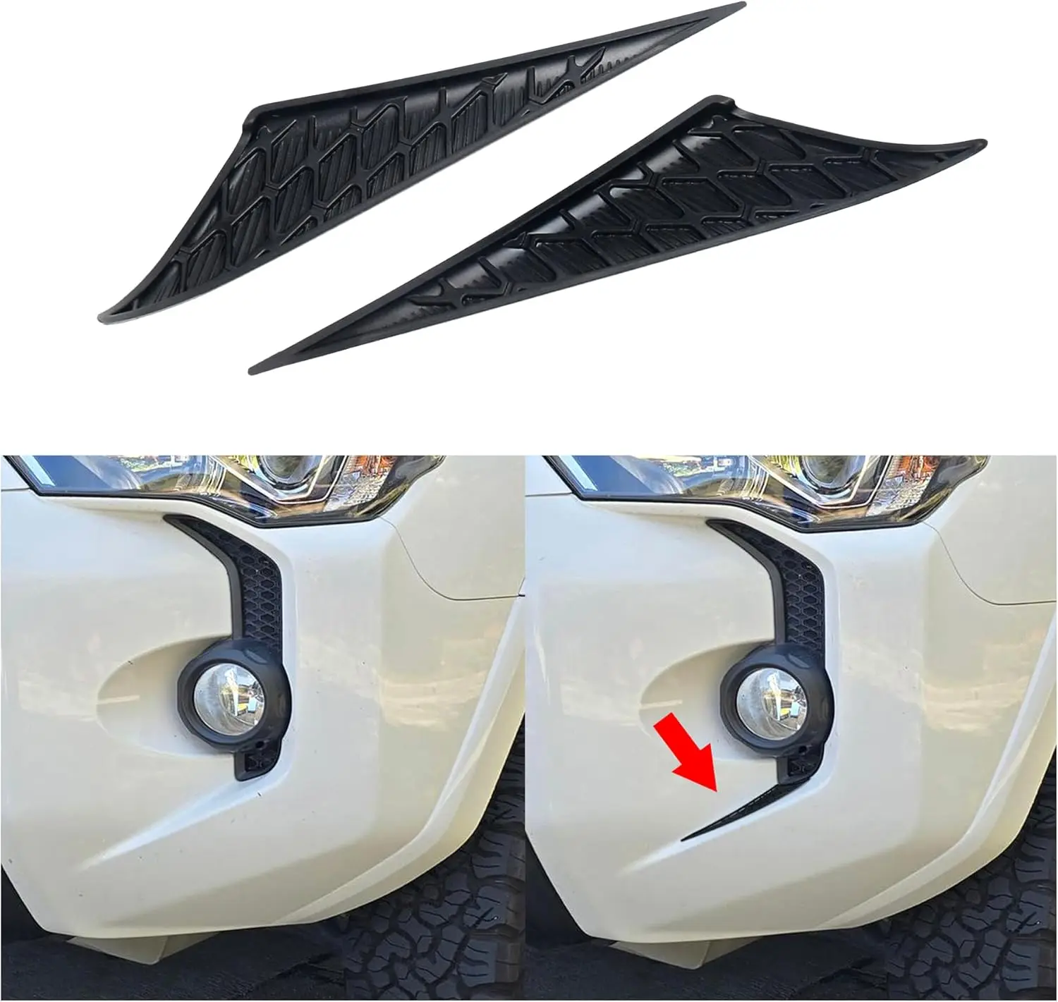 

2PCS Front Fog Light Decals for Toyota 2014-2024 4Runner Accessories Matte Textured ABS Plastic Front Bumper Grill Trim