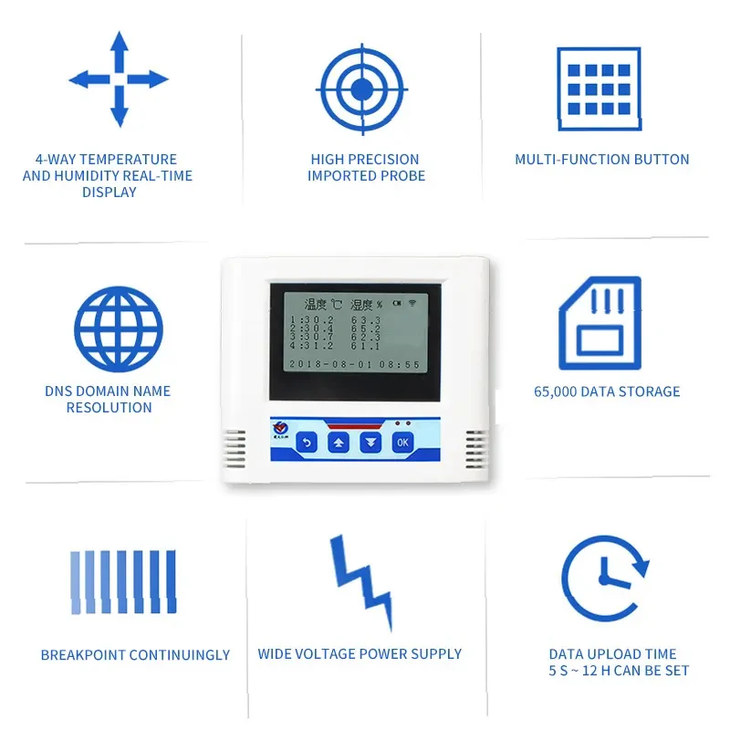 Sensor de temperatura y humedad con pantalla lcd remota multisondas wifi Industrial