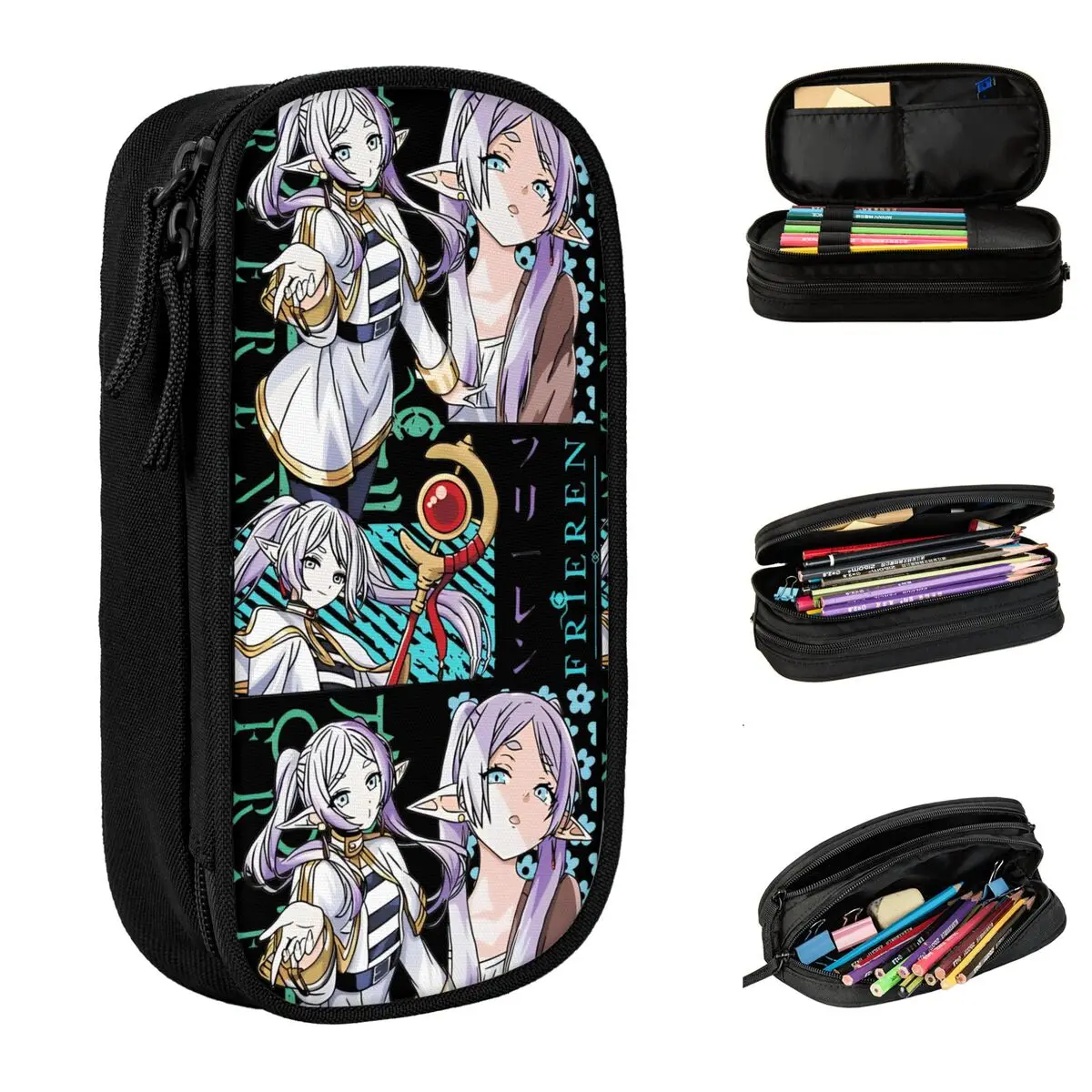 Retro Sousou No Frieren Pencil Case Creative Frieren Beyond Journey's End Pen Box Bags Kids Big Students School Gifts Pencil Box