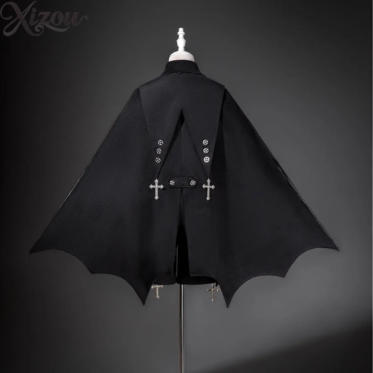 Gothic Dark Prince Suit Lolita Cloak 3-Piece Set Cross Bat Cape Top Shorts Outfit 2026 Spring Autumn Buttons Embroidery Cross