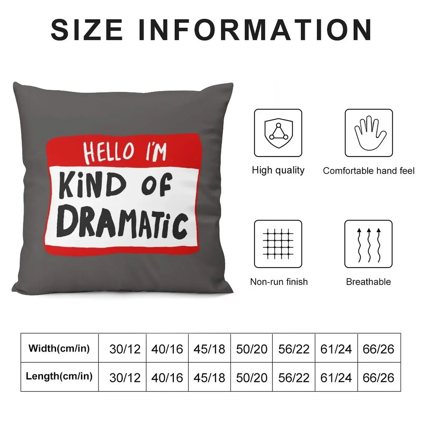 Hello I'm Kind of Dramatic - Nametag Throw Pillow Decorative Cushion Cover Cushion Child pillow