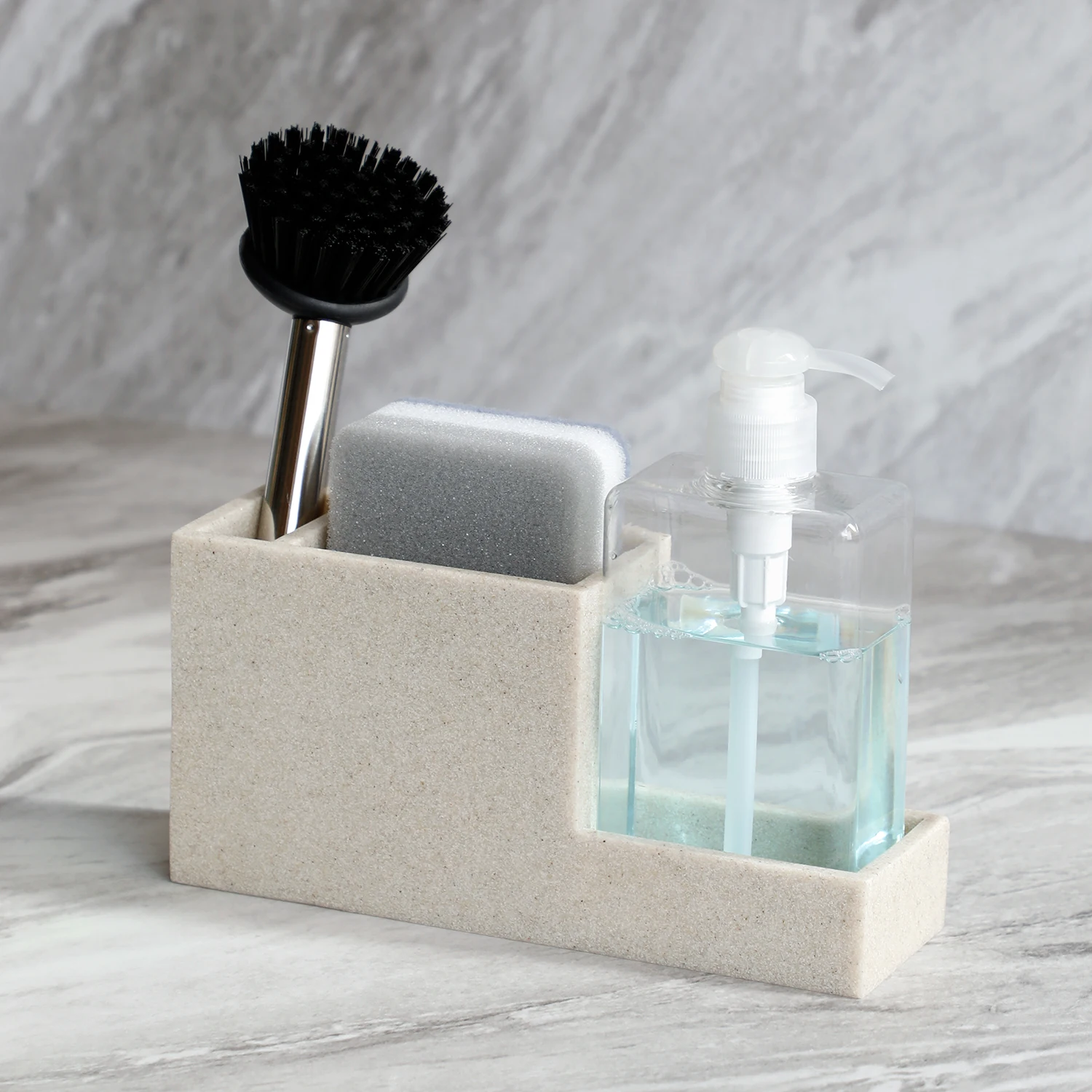 Sponge Holder for Kitchen Sink Organizer Sponge Organzier torage with Brush Holder soap Dispenser Storage Kitchen Accessories