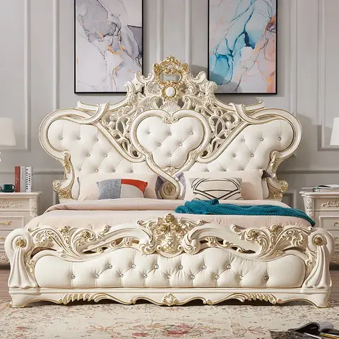 킹 사이즈 프레임 더블 침대 나무 북유럽 방 독특한 더블 침대 유럽 스타일의 현대 Letto Matrimoniale 침실 가구