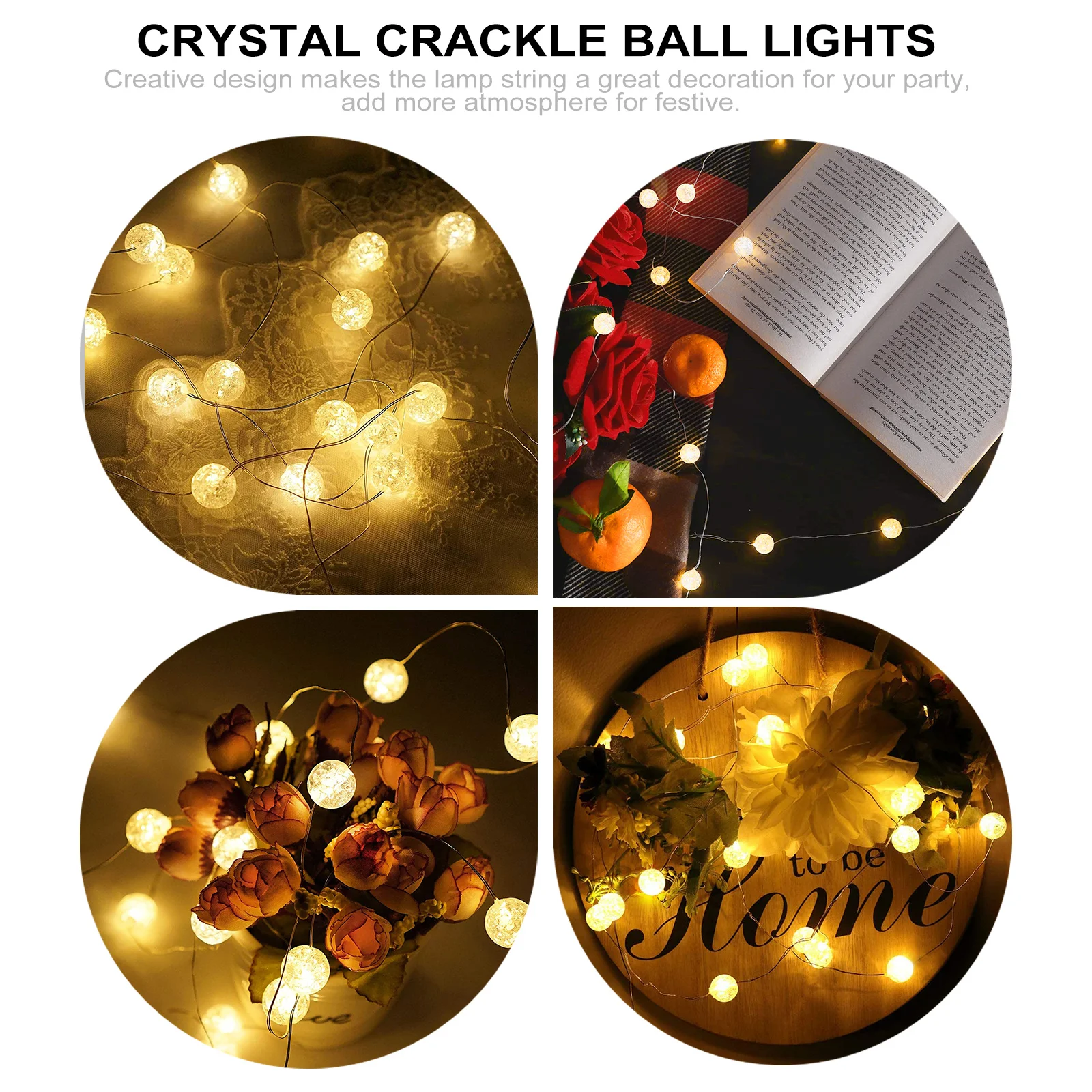 أضواء سلسلة LED غلوب كراكل الكرة الجنية أضواء الدافئة الأبيض الإضاءة للداخلية في الهواء الطلق حفل زفاف عيد الميلاد