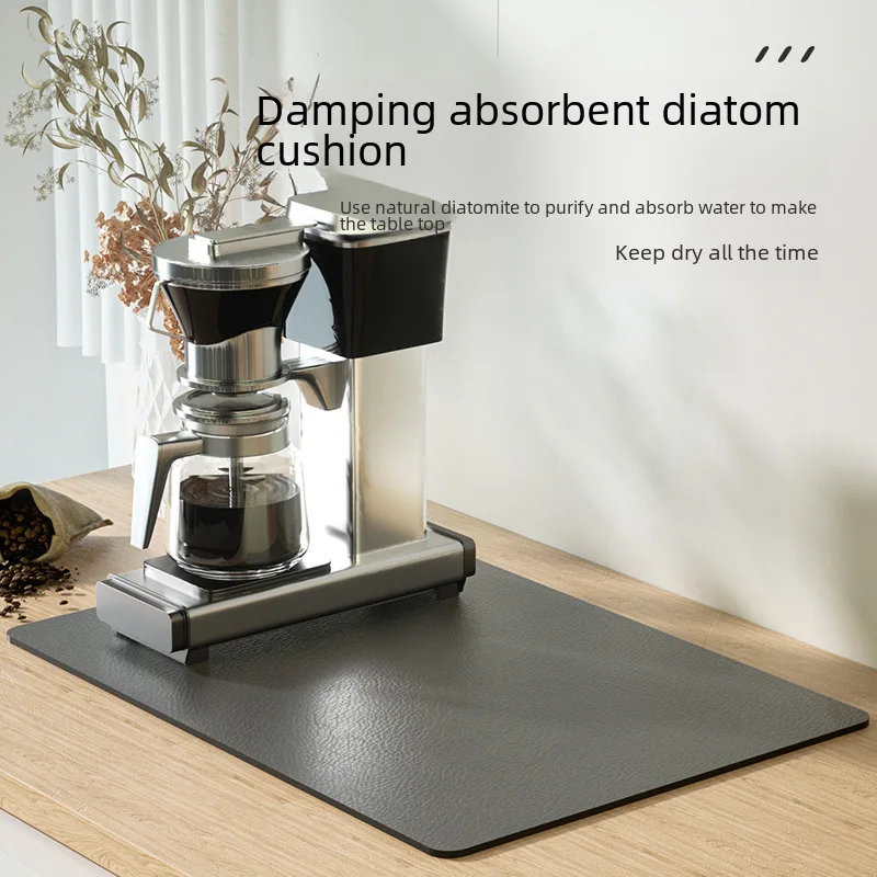 Popular Amazon Coffee Machine Mat Hydrophilic PadPUTechnology Leather Wash-Free Thermal Insulation Water Draining Pad Splash-Pro