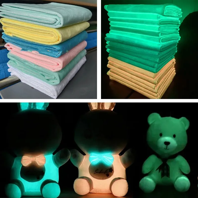 

100x160cm Glow in The Dark Plush Fabric Luminous Velvet Cloth Color Changing Fluorescence Designer Fabrics for DIY Sewing Toys