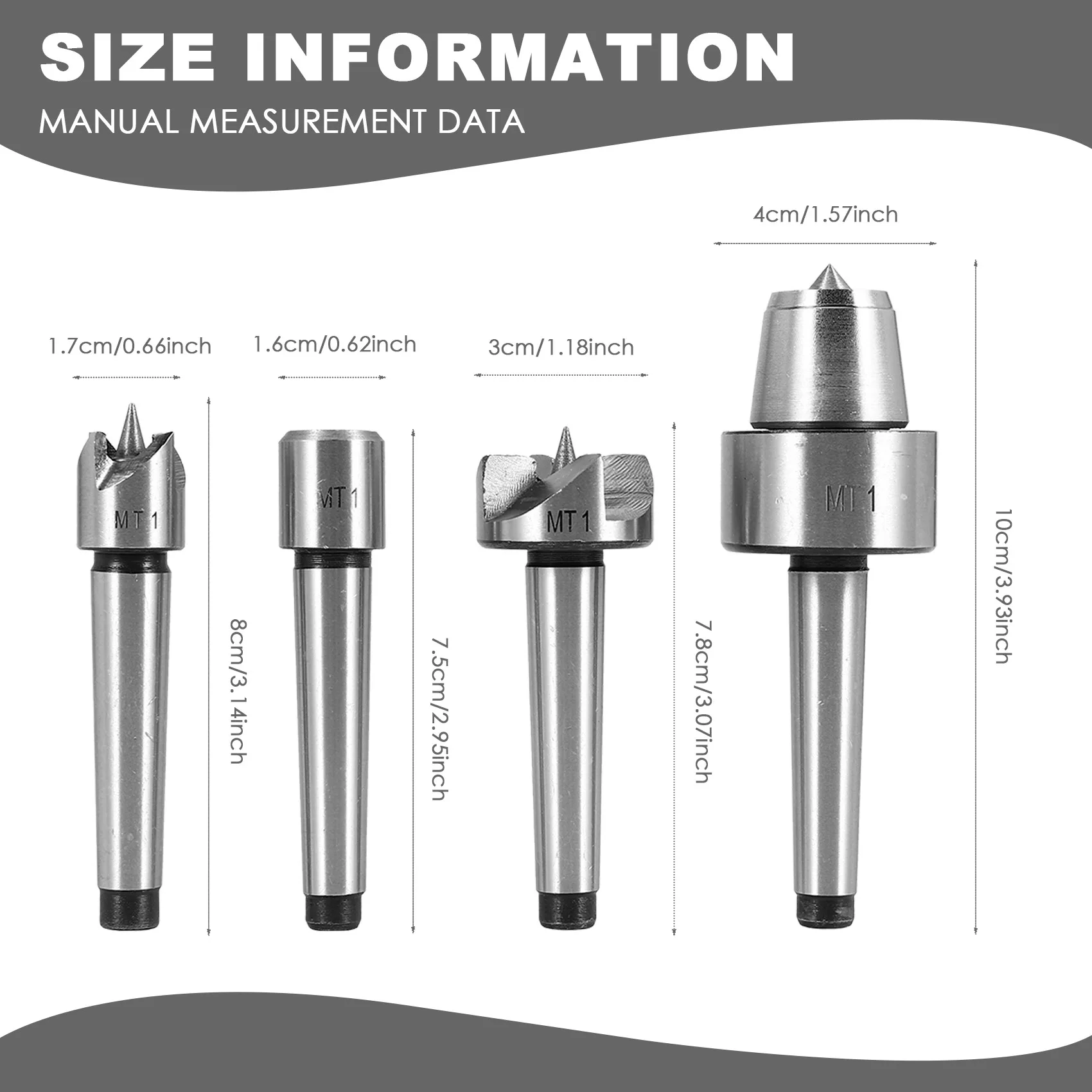 AD23-4 個 MT1 木工旋盤ライブセンターとドライブスパーカップ MT1 アーバー木製ケース付き