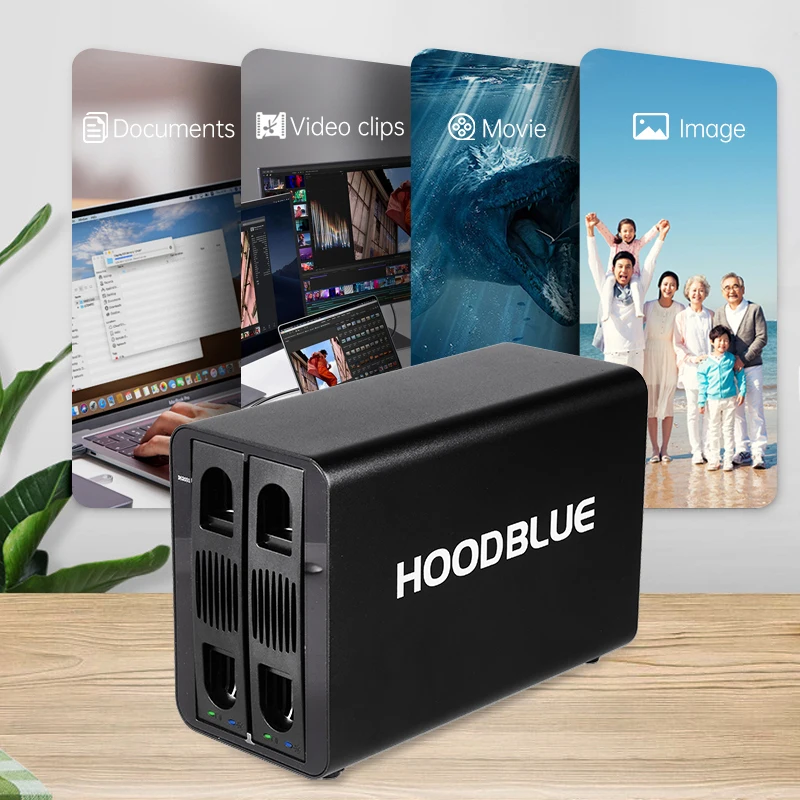 HOODBLUE 2ベイHDDドッキングステーション 2.5インチ/3.5インチ SSDエンクロージャ SATA - USB 3.0 外付けケース ハードディスクストレージ 8-60TB 5Gbps/10Gbps