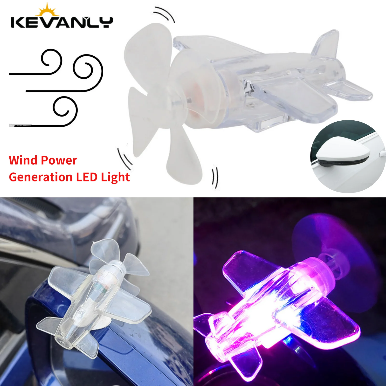 Mini Strobe Lights Waterproof Aircraft Wind Power LED Flash Position Warning Effect Bike Motorcycle Safe Riding Car Accessories