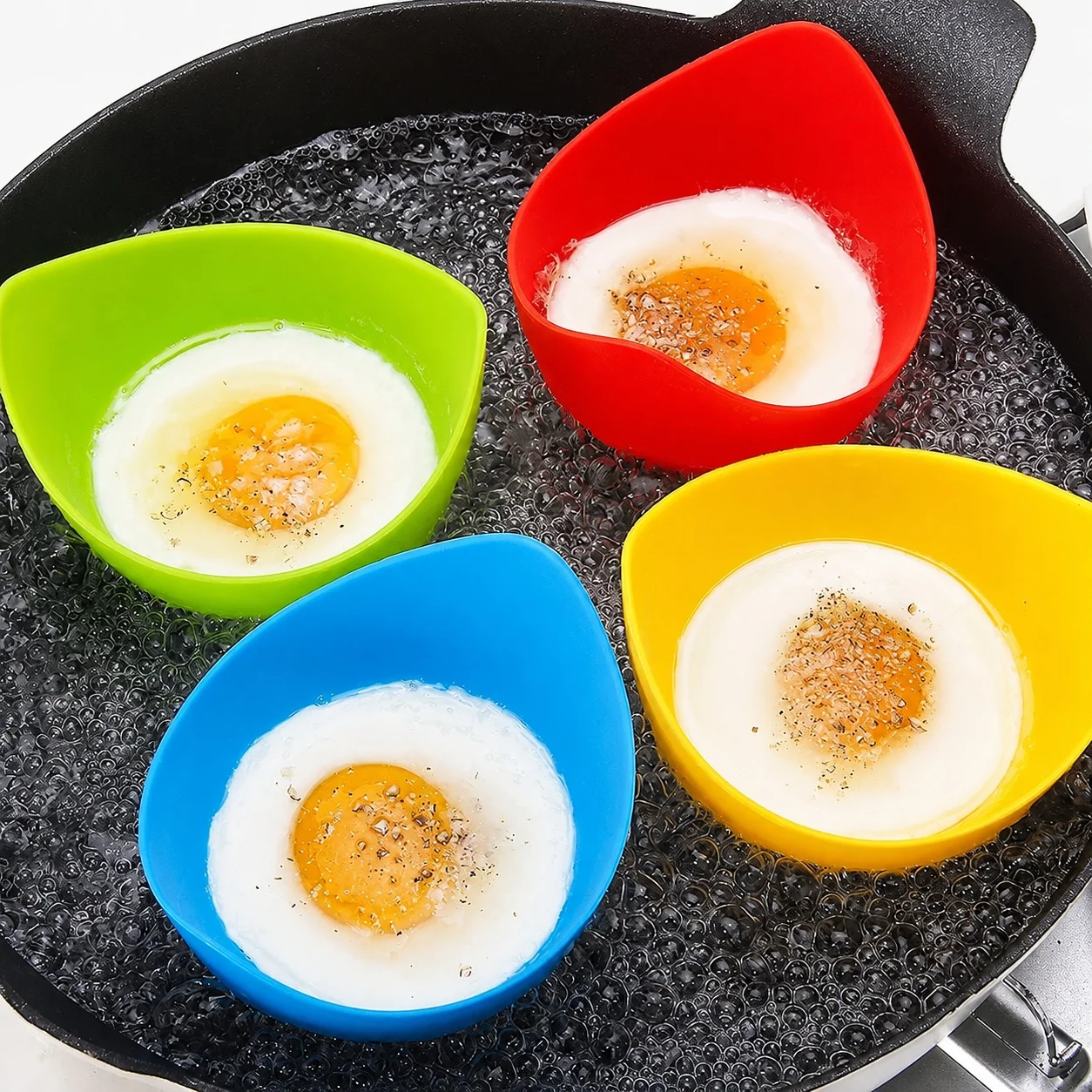 4pcs Silicone Egg Poacher Cup Non-stick Poached Egg Reusable Egg Cookware Bowl Kitchen Breakfast Cooking Tools