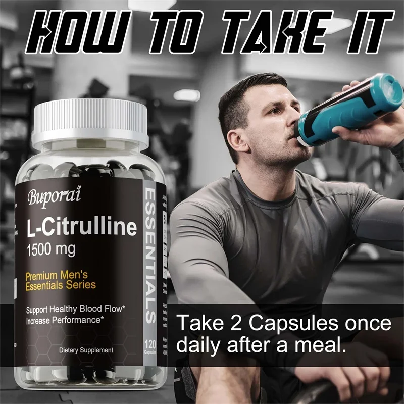 مكمل L-citrulline 1500 Mg - بناء العضلات الصحي، الطاقة، القوة، دعم الجهاز المناعي