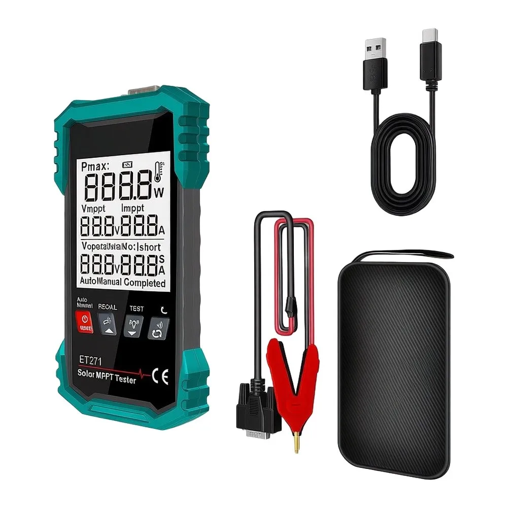 ET271 For Solar Panel Testing Device for PV Installations - 0-1600W Portable Power Analyzer with Power Off and 30-Group Log