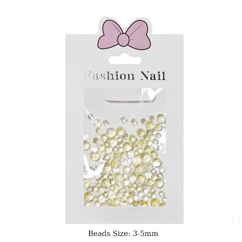 [YU]250PC 3-5mm Aurora Macaron Flatback Semi-ball Mermaid Bubble Beads Nail Art Rhinestones Jewel Decorations Manicure Charms