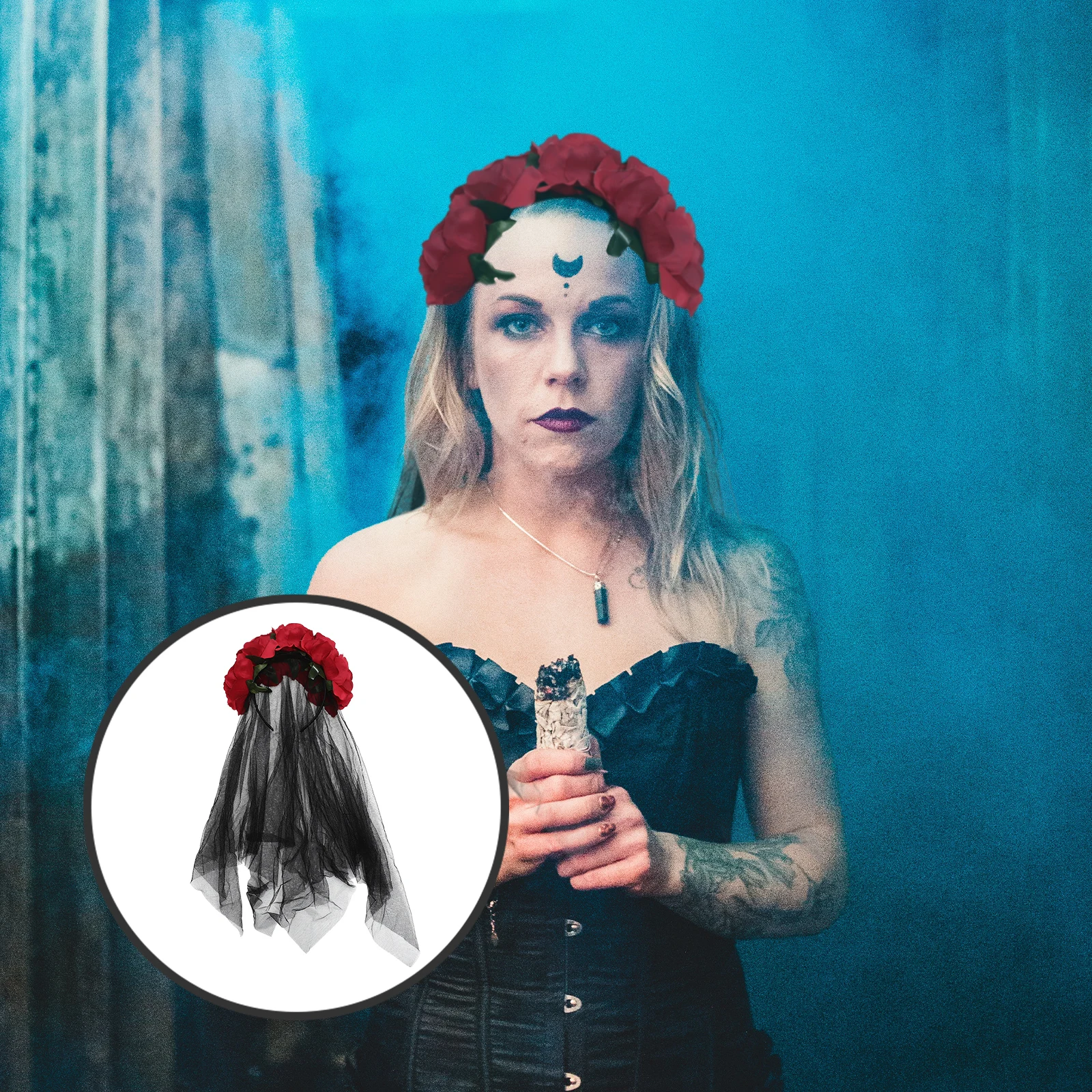 

Halloween Veil Yarn Headband Rose Decor Hair Accessories Festival Carnival Party Lightweight Durable Enjoy