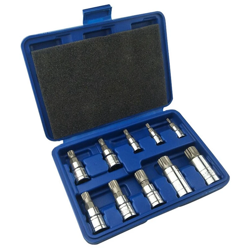 GTBL 10-Piece Set Of Middle Hole 12 Batch Head Sleeve Bit Set 12 Point M Series Sleeve