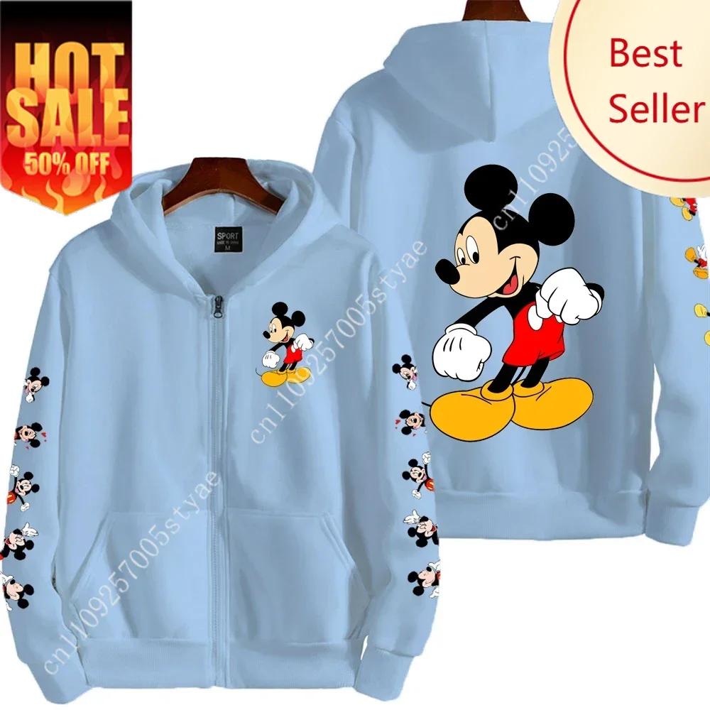 

Mickey Mouse Men Zip Up Hoodie Spring Autumn Fashion Women Oversized Sweatshirt 2025 New Cartoon Anime Couple Clothes Coats