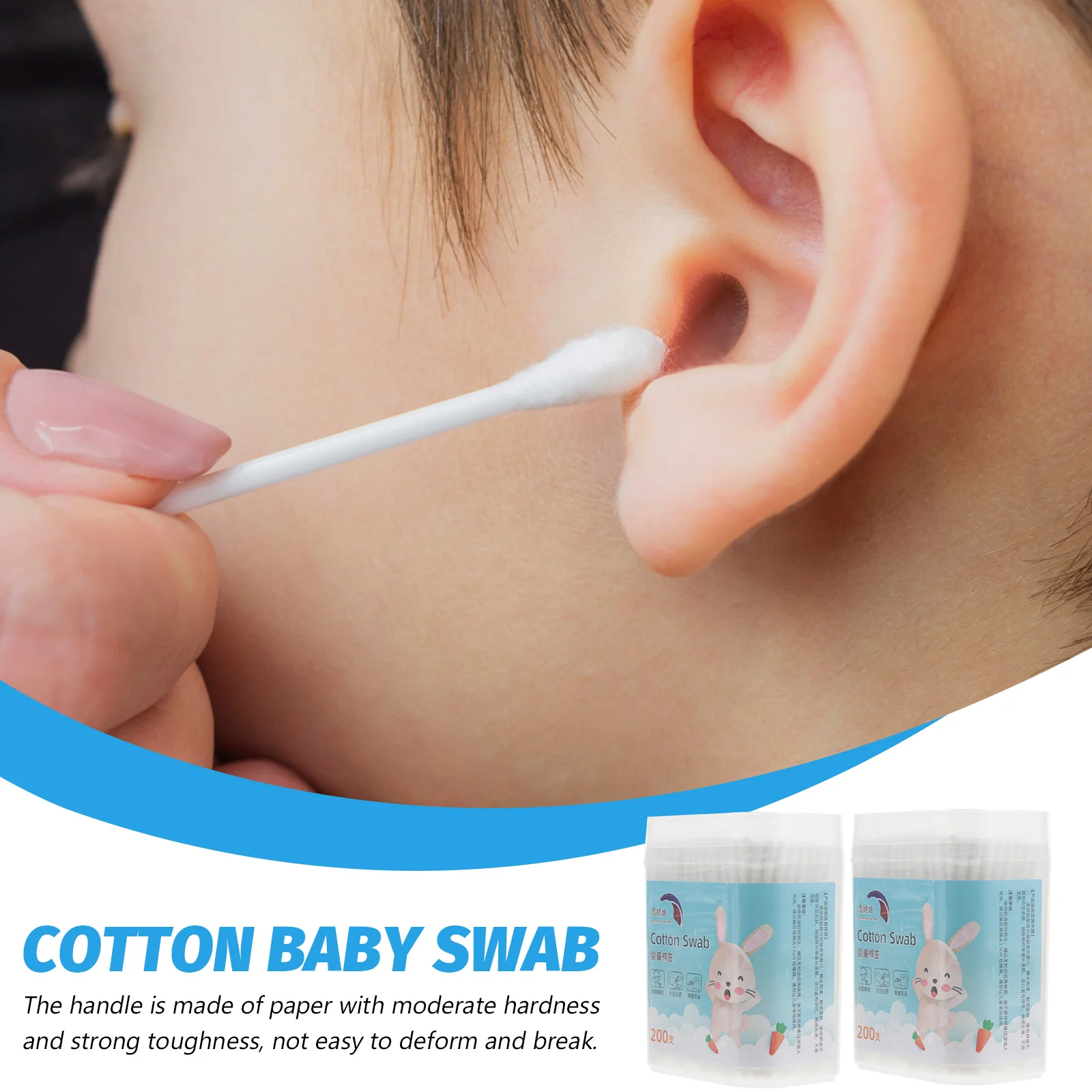 400 PCS/2 Baby Accessories Cotton Swab Care Buds Swabs for Kids Small White Travel Toddler