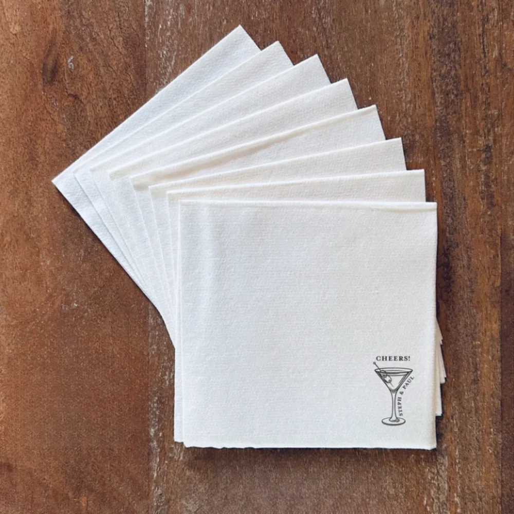 50Pcs Personalized  Wedding Cocktail Napkins, Martini Margarita Choose Cocktail Beer Champagne Napkins, Anniversary Birthday