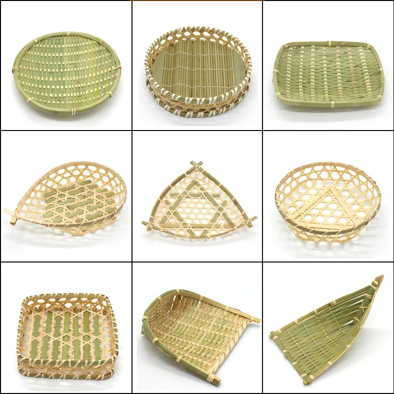 

Handwoven Bamboo Dustpan Basket, Farmhouse Fruit Tray for Hotel Kitchen, Rustic Steamed Bun Holder Decor