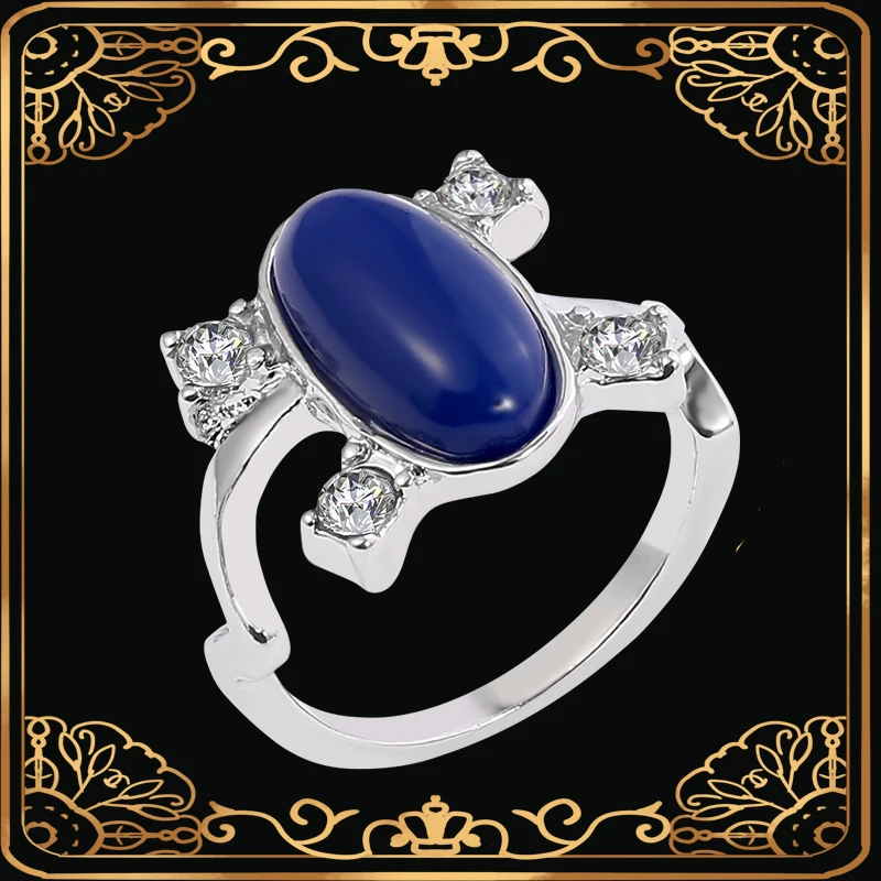 The Vampire Diaries Rings Elena Gilbert Daylight Rings Vintage Crystal Ring With Blue Lapis Fashion Movies Jewelry Cosplay