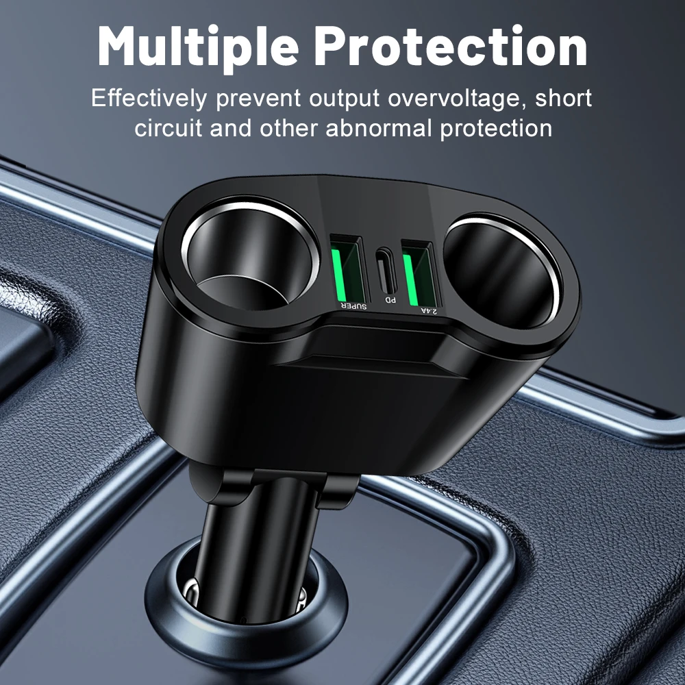 USB Car Charger Adapter Type C Multiple Devices Charged at the Same Time with Digital Display Dual-port USB Car Charger Adapter view 5
