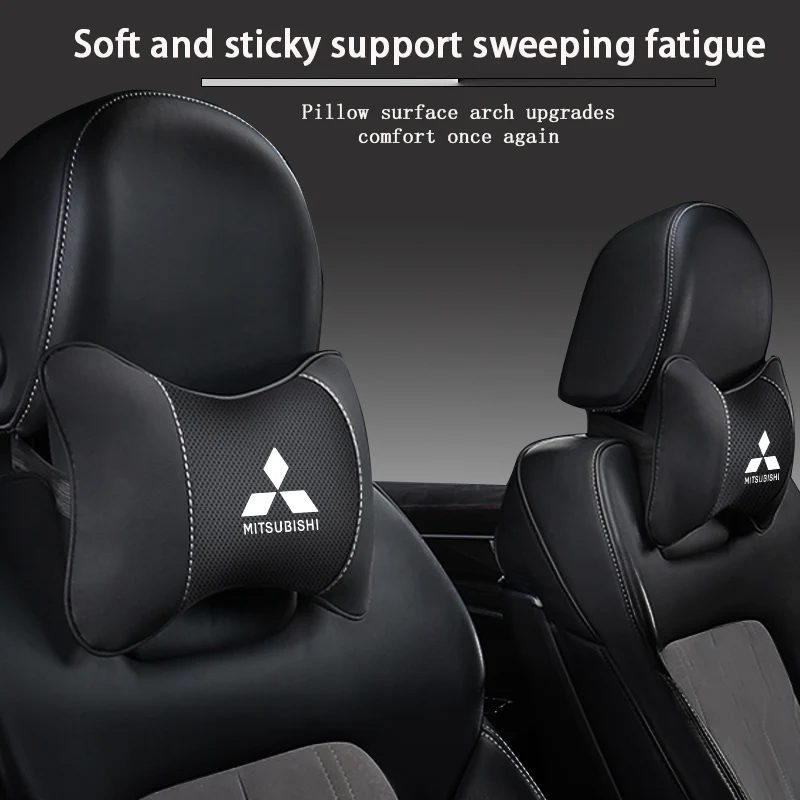 Reposacabezas de asiento de coche, almohada con diseรฑo de logotipo, soporte Lumbar, Interior de coche para Mitsubishi Outlander Eclipse Lancer