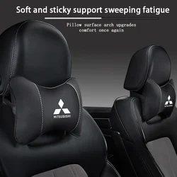 Reposacabezas de asiento de coche, almohada con diseño de logotipo, soporte Lumbar, Interior de coche para Mitsubishi Outlander Eclipse Lancer Pajero ASX Colt I200