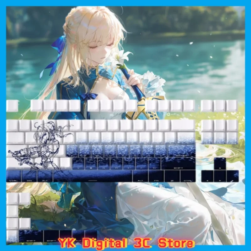 Saber Theme Anime Keycap Mechanical Keyboard Original PBT Custom Cute Keycap PC Game Keyboard Accessories Collection Gift Keycap