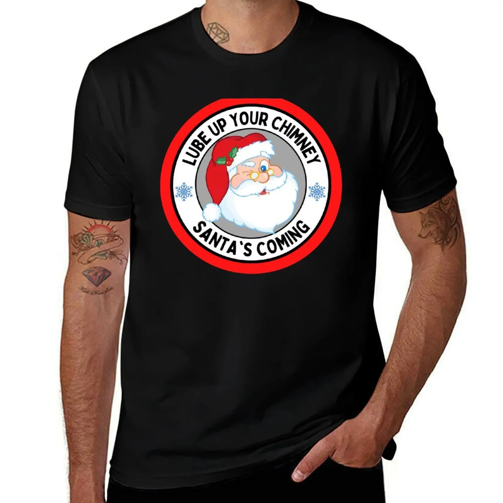 Lube Up Your Chimney Santas Coming Funny Rude Christmas T-Shirt for a boy customizeds oversized t shirt men