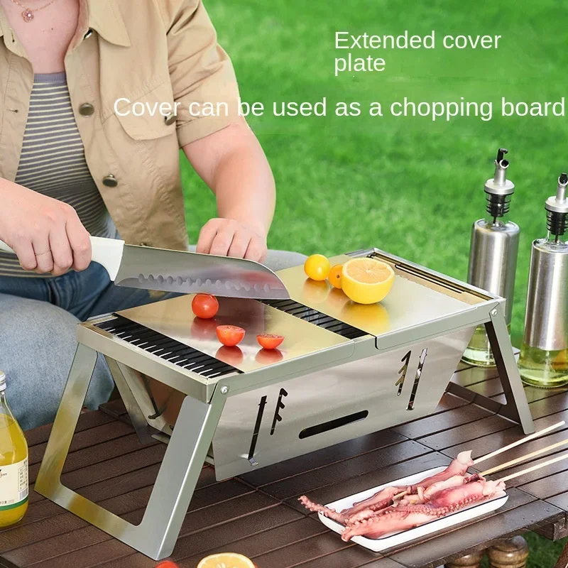 Detachable Stove Camping Portable Outdoor Charcoal Household Folding Stainless Steel BBQ Wood Stove Picnic Roasting Stove