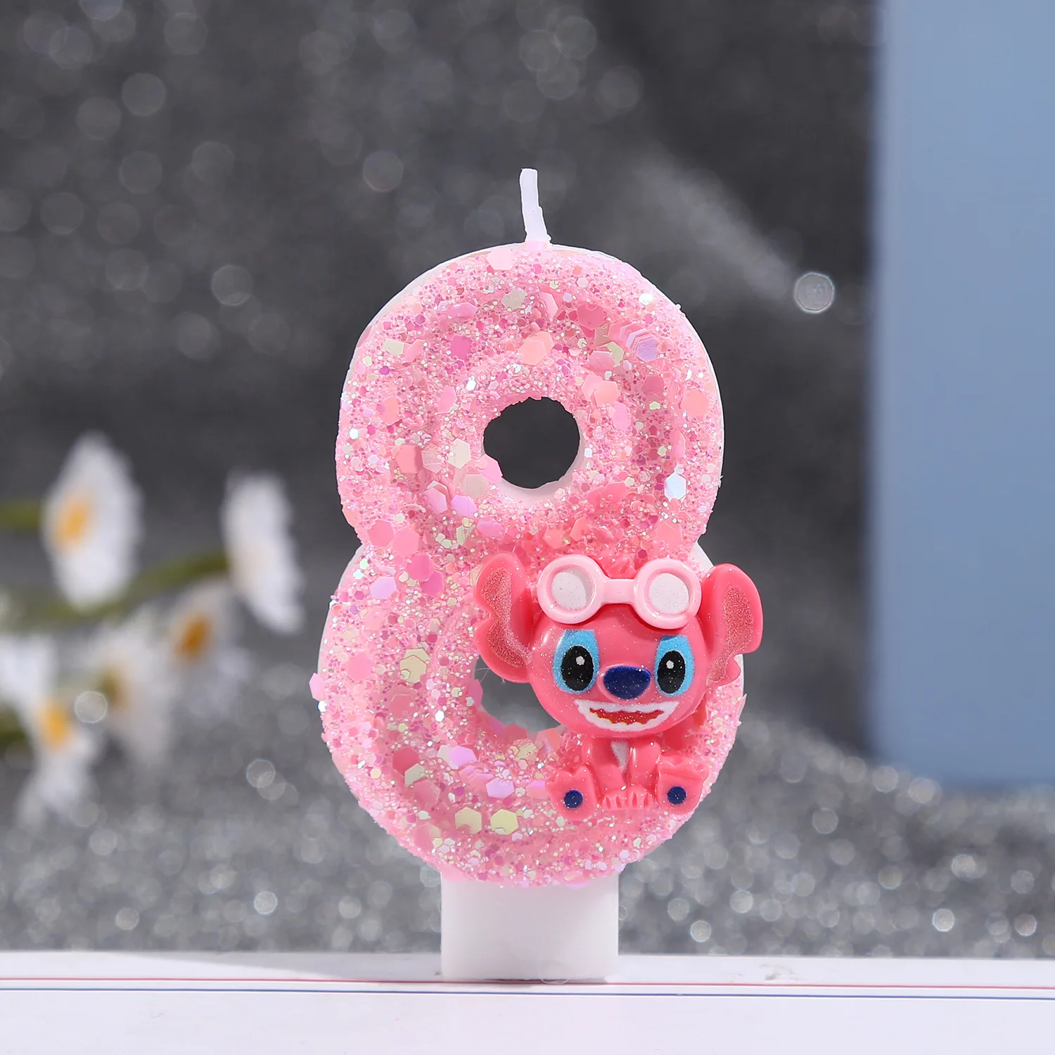 

New Stitch 0-9 Pink Blue Figure Candle Disney Cartoon Lilo & Stitch Character Party Cake Insert Birthday Cake Decoration Gifts