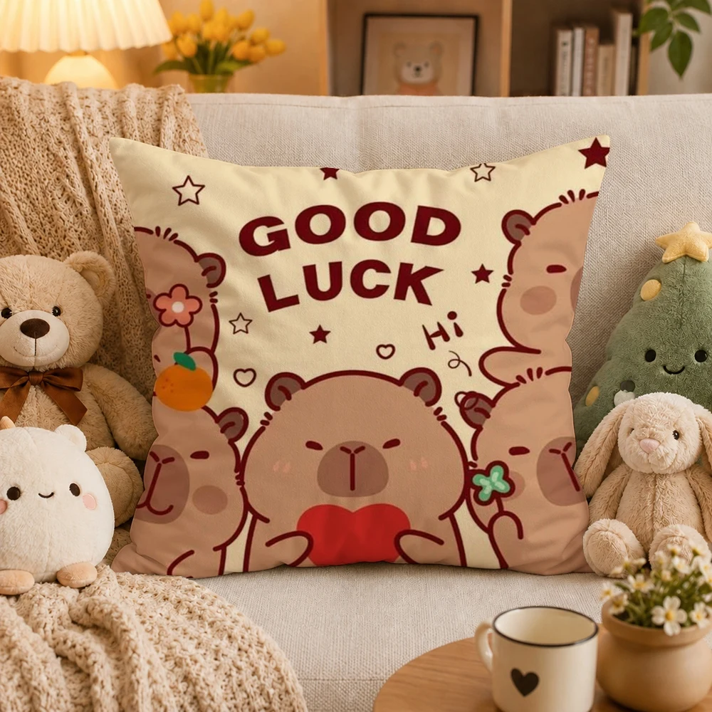 Cute capybaraPillow Case Plush Pillow Cases Home Decoration Pillow Cover for Sofa Bed Chair Living Room