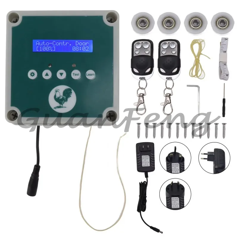 Coop door actuator motor kit, programmable timing controller high definition display