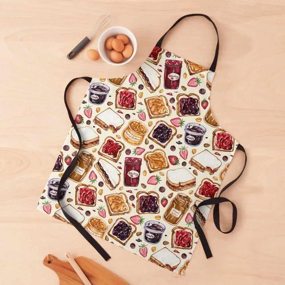 

Peanut Butter and Jelly Watercolor Apron Cooking For Women japanese style Kitchen on the wall Apron